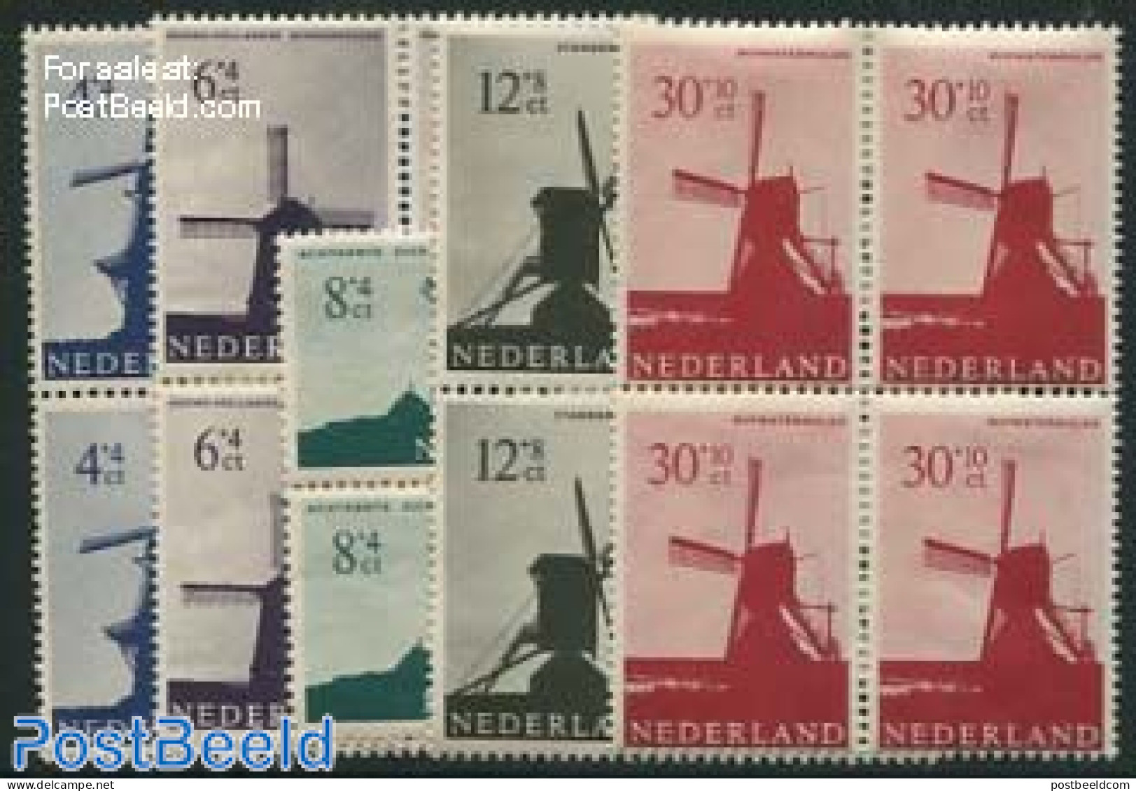 Netherlands 1963 Windmills 5v, Block Of 4 [+], Mint NH, Various - Mills (Wind & Water) - Nuovi