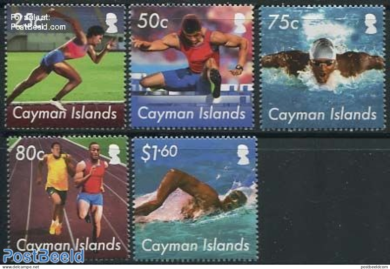 Cayman Islands 2012 Olympic Games London 5v, Mint NH, Sport - Athletics - Olympic Games - Swimming - Athletics