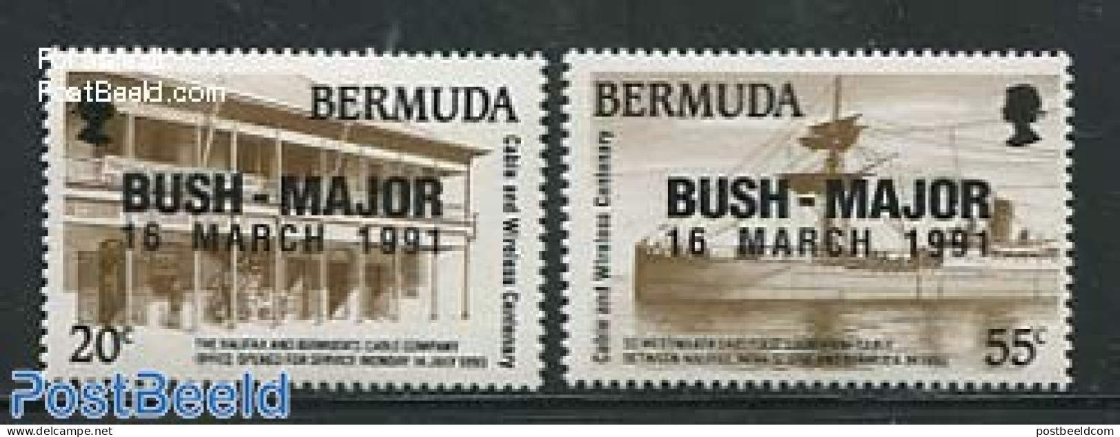 Bermuda 1991 Bush-Major Meeting 2v, Mint NH, History - Transport - Politicians - Ships And Boats - Ships