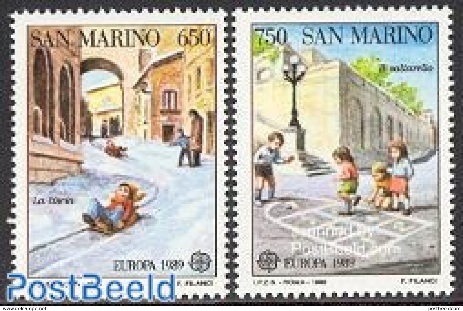 San Marino 1989 Europa 2v (from S/s), Mint NH, History - Various - Europa (cept) - Toys & Children's Games - Unused Stamps