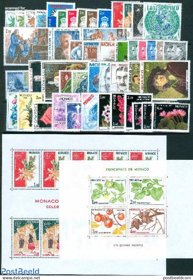 Monaco 1981 Yearset 1981, Complete, 48v + 2s/s, Mint NH, Various - Yearsets (by Country) - Ongebruikt