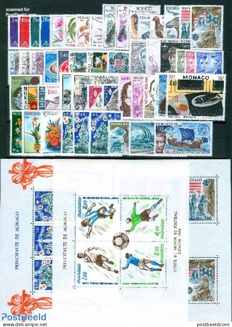 Monaco 1982 Yearset 1982, Complete, 51v + 3s/s, Mint NH, Various - Yearsets (by Country) - Unused Stamps
