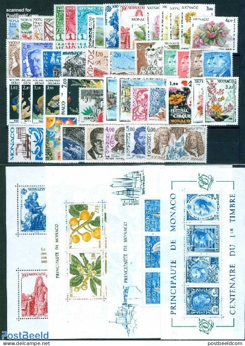 Monaco 1985 Yearset 1985, Complete, 51v + 4 S/s, Mint NH, Various - Yearsets (by Country) - Ongebruikt