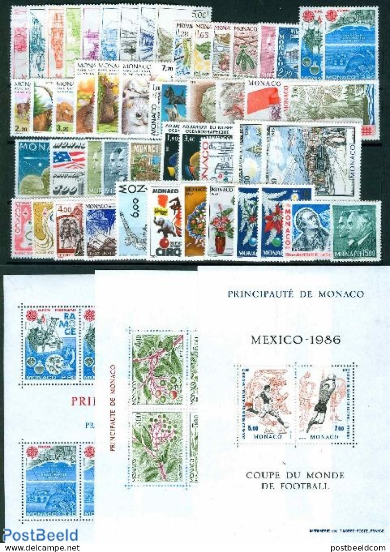 Monaco 1986 Yearset 1986, Complete, 50v +3s/s, Mint NH, Various - Yearsets (by Country) - Unused Stamps