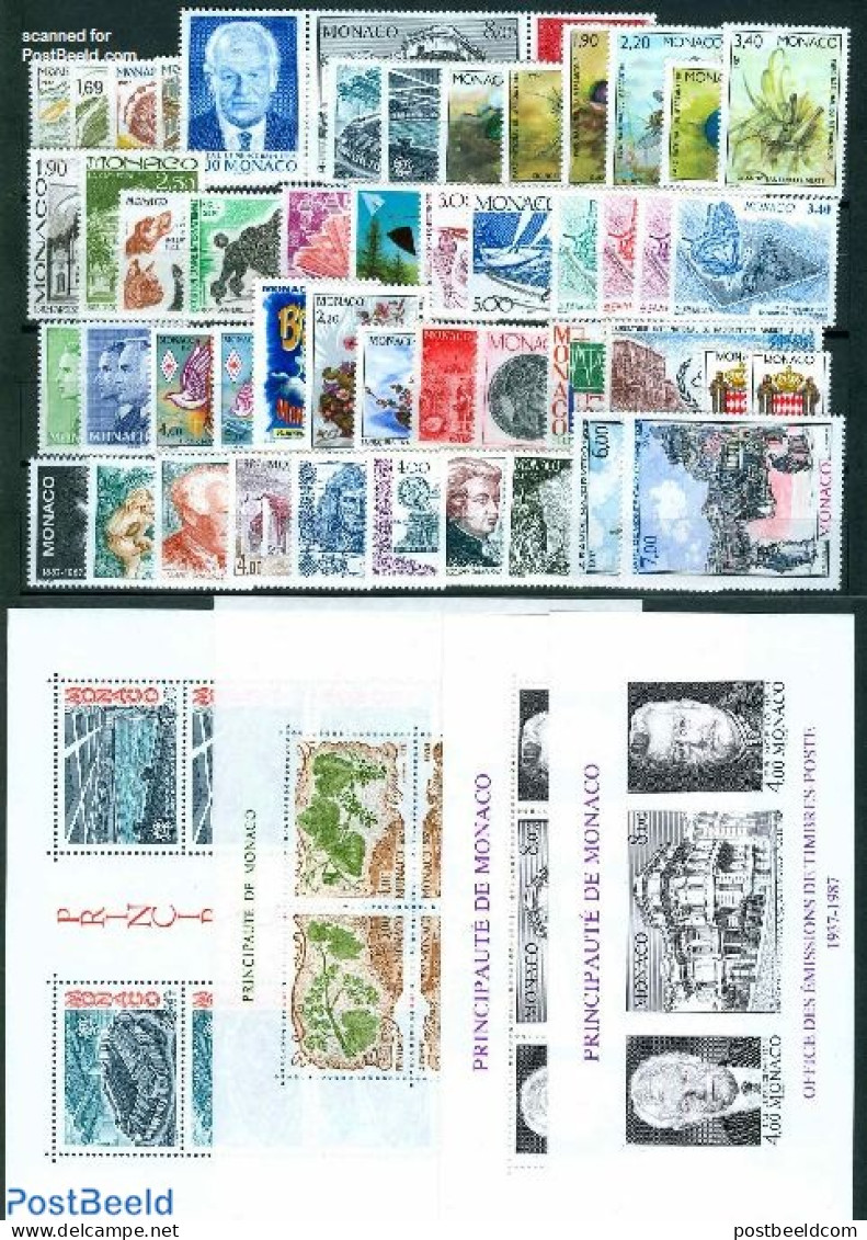 Monaco 1987 Yearset 1987, Complete, 50v + 4s/s, Mint NH, Various - Yearsets (by Country) - Nuovi