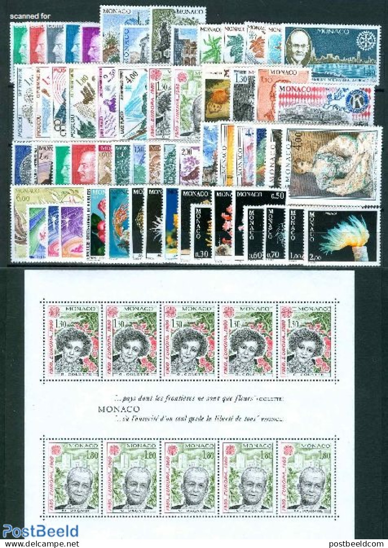 Monaco 1980 Yearset 1980, Complete, 59v + 1s/s, Mint NH, Various - Yearsets (by Country) - Nuevos