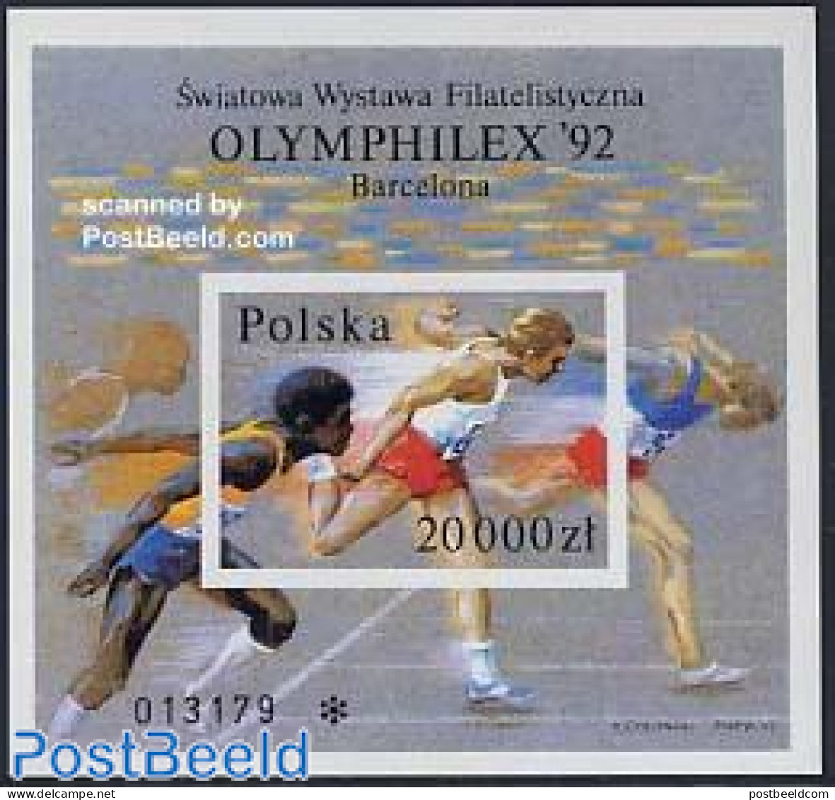 Poland 1992 Olymphilex S/s Imperforated, Mint NH, Sport - Athletics - Olympic Games - Sport (other And Mixed) - Ongebruikt