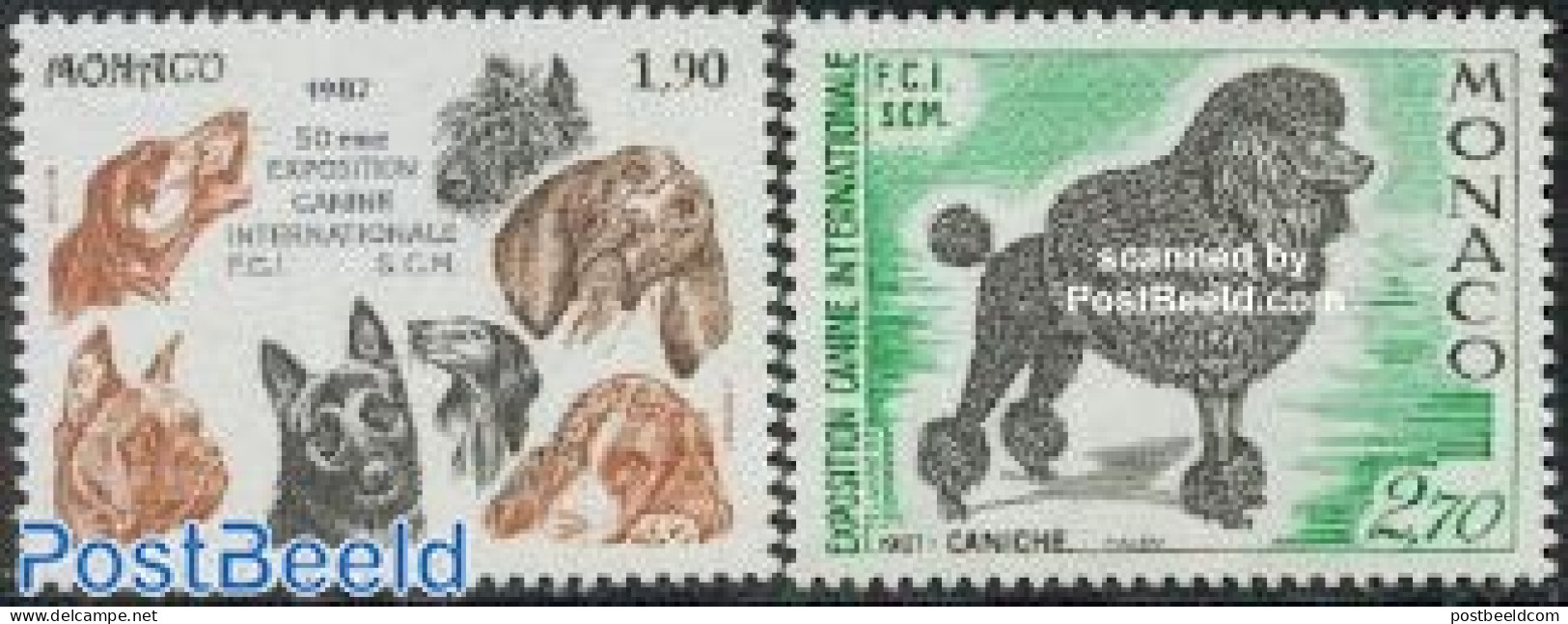 Monaco 1987 Dog Exposition 2v, Mint NH, Nature - Dogs - Nuovi