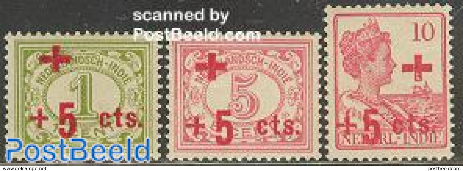 Netherlands Indies 1915 Red Cross 3v, Unused (hinged), Health - Transport - Red Cross - Ships And Boats - Croix-Rouge