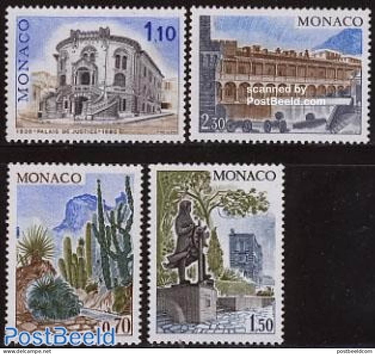 Monaco 1980 Definitives, Views 4v, Mint NH, Nature - Various - Cacti - Justice - Ungebraucht