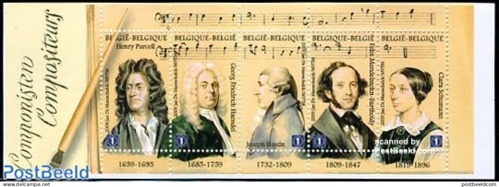 Belgium 2009 Masters Of Music 5v In Booklet, Mint NH, Performance Art - Music - Staves - Unused Stamps