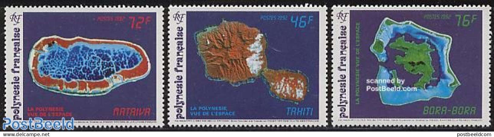 French Polynesia 1992 Islands From Space 3v, Mint NH, Various - Maps - Unused Stamps
