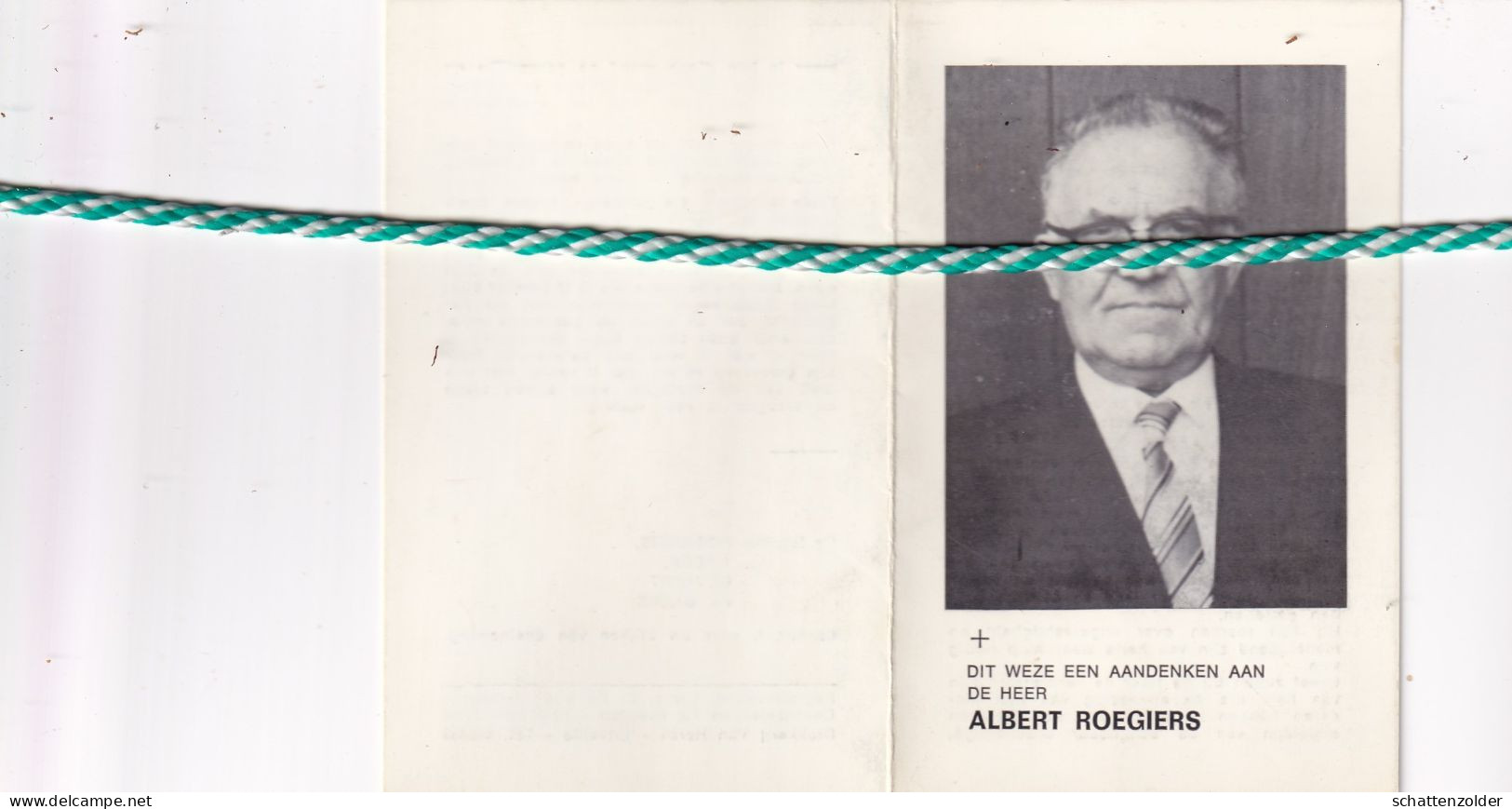 Albert Roegiers-Haeck, Lovendegem 1916, Kluizen (Evergem) 1983. Oud-strijder 40-45; Foto - Obituary Notices