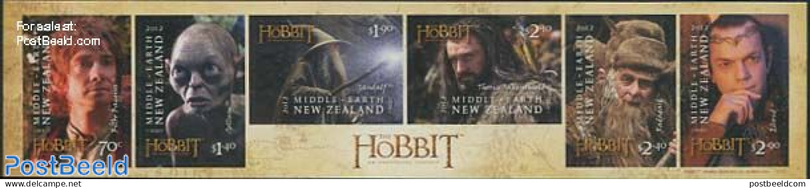 New Zealand 2012 Tolkien, The Hobbit 6v S-a, Mint NH, Performance Art - Film - Movie Stars - Art - Science Fiction - Unused Stamps