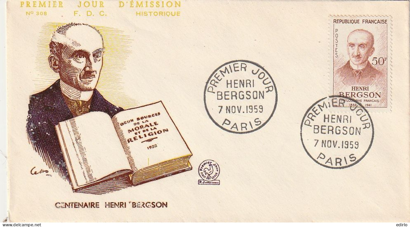 ///   FRANCE ///    PREMIER JOUR ---  HENRI BERGSON - 1950-1959