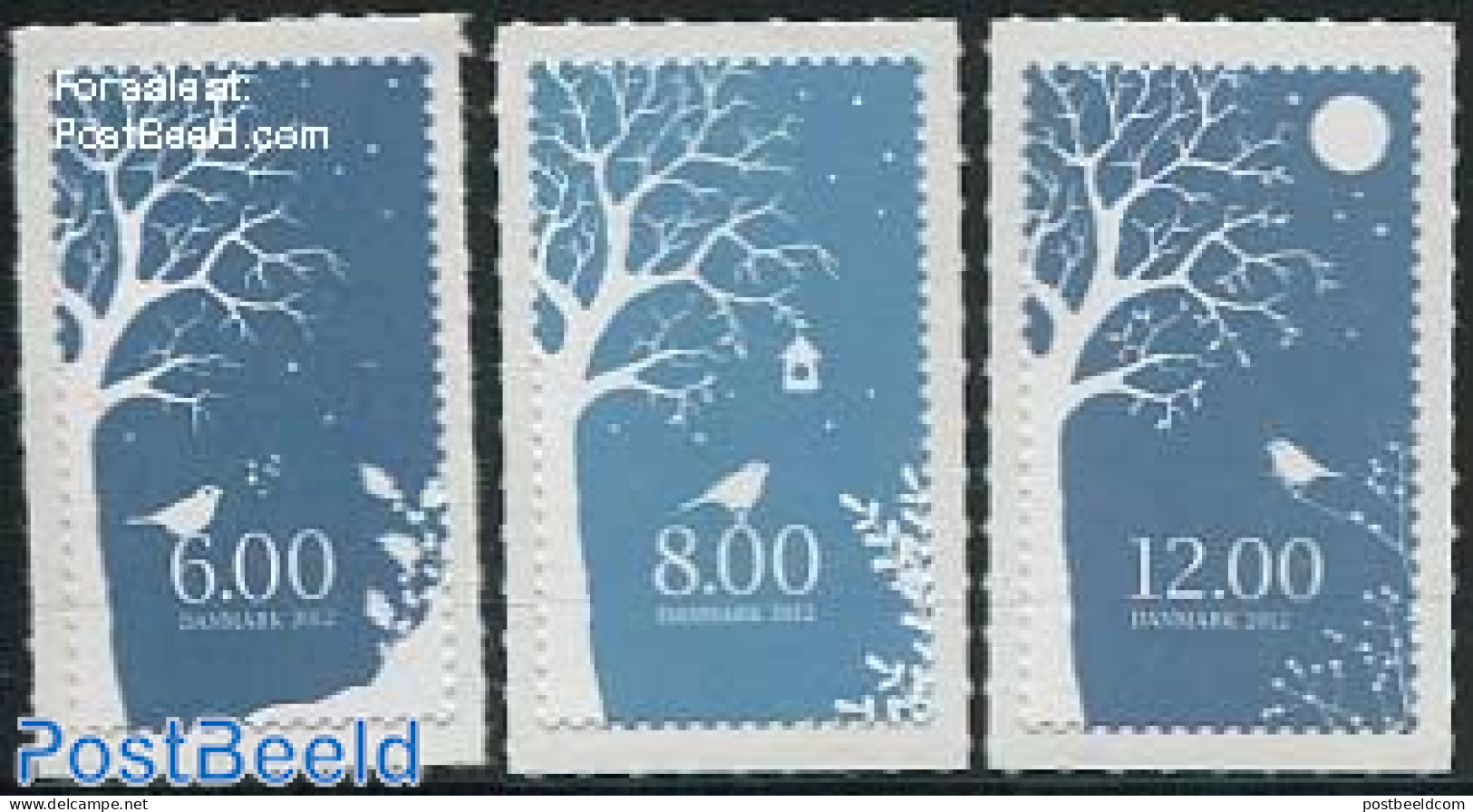 Denmark 2012 Christmas 3v S-a, Mint NH, Nature - Religion - Birds - Christmas - Unused Stamps