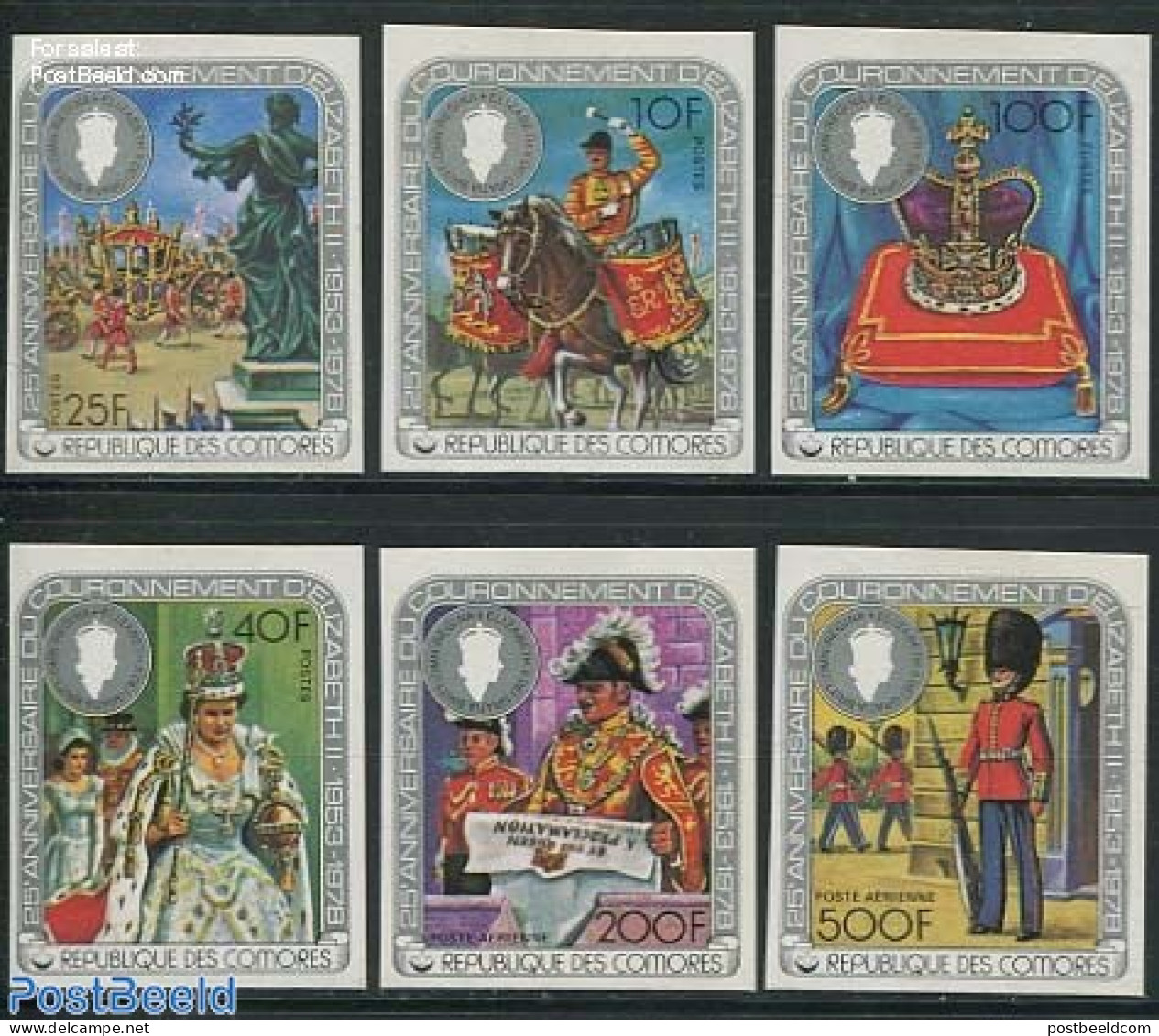 Comoros 1978 Silver Anniversary Of Coronation 6v, Imperforated, Mint NH, History - Various - Uniforms - Kostüme