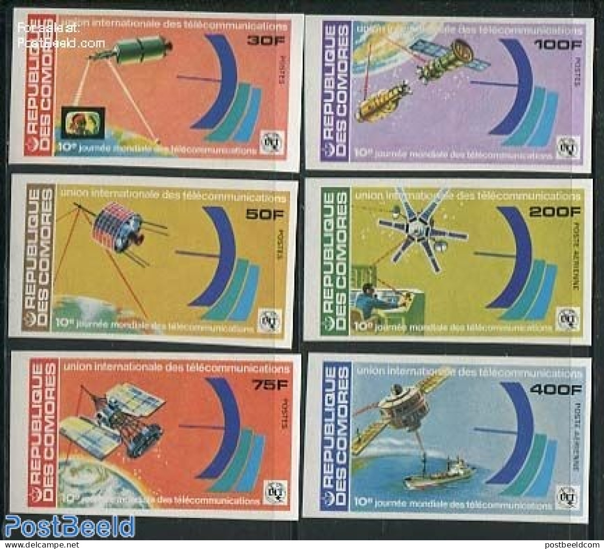 Comoros 1978 World Telecommunication Day 6v, Imperforated, Mint NH, Science - Transport - Telecommunication - Ships An.. - Telekom