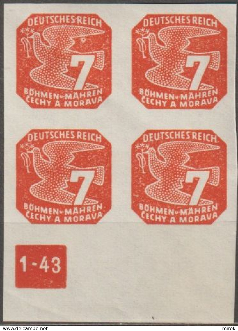 026a/ Pof. NV 12, Orange, Border 4-block - Unused Stamps