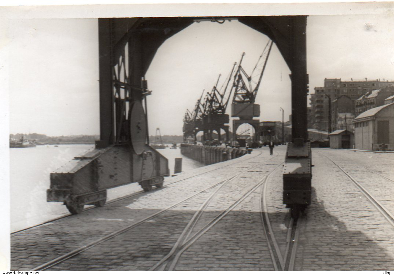 Photographie Photo Vintage Snapshot Nantes Grue Port Dock - Lieux