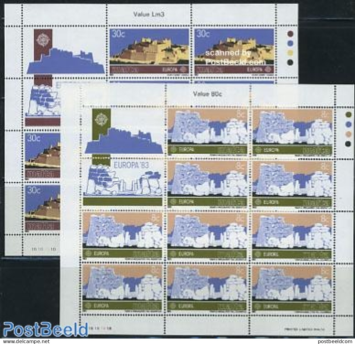 Malta 1983 Europa 2 M/ss (with 10 Sets), Mint NH, History - Europa (cept) - Art - Castles & Fortifications - Châteaux