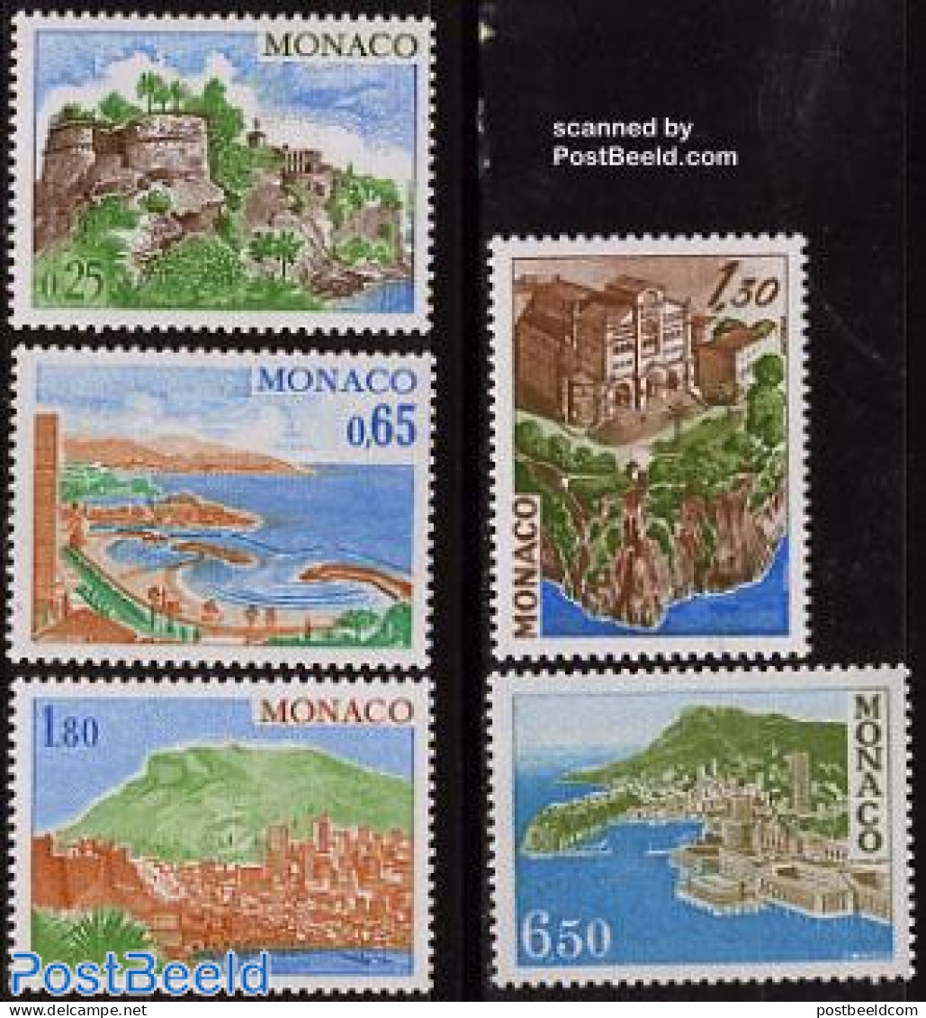 Monaco 1978 Definitives, Views 5v, Mint NH, Religion - Churches, Temples, Mosques, Synagogues - Unused Stamps