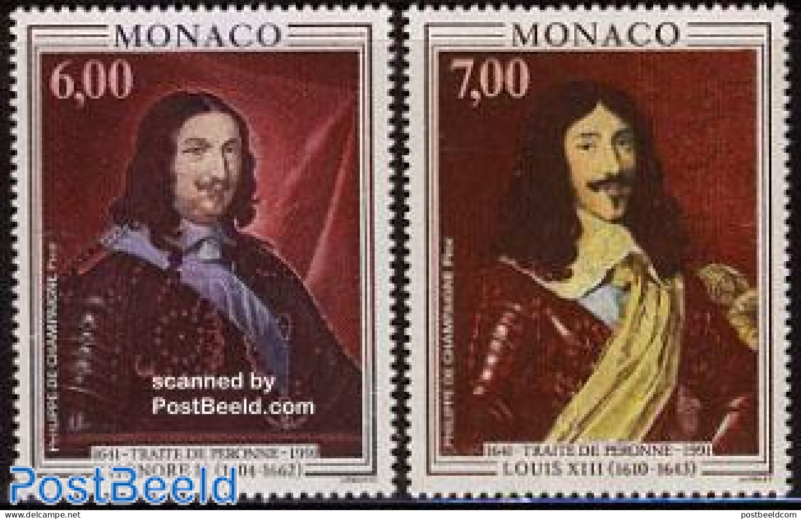 Monaco 1991 Peronne Treaty 2v, Mint NH, History - History - Art - Paintings - Neufs