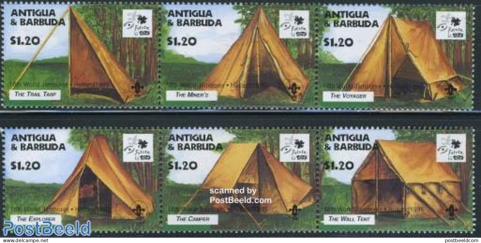 Antigua & Barbuda 1995 World Jamboree 2x3v [::], Mint NH, History - Sport - Netherlands & Dutch - Scouting - Geography