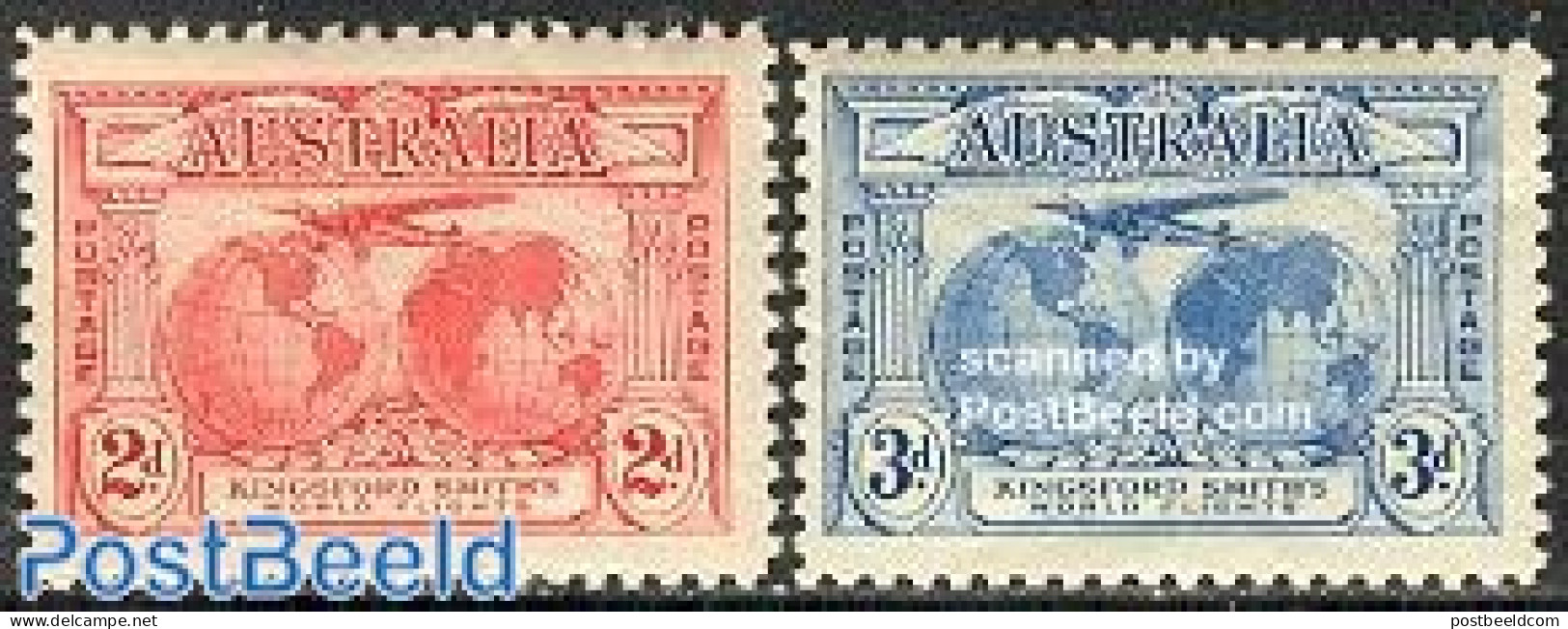 Australia 1931 C. Kingsford-Smith 2v, Mint NH, Transport - Various - Aircraft & Aviation - Globes - Maps - Unused Stamps