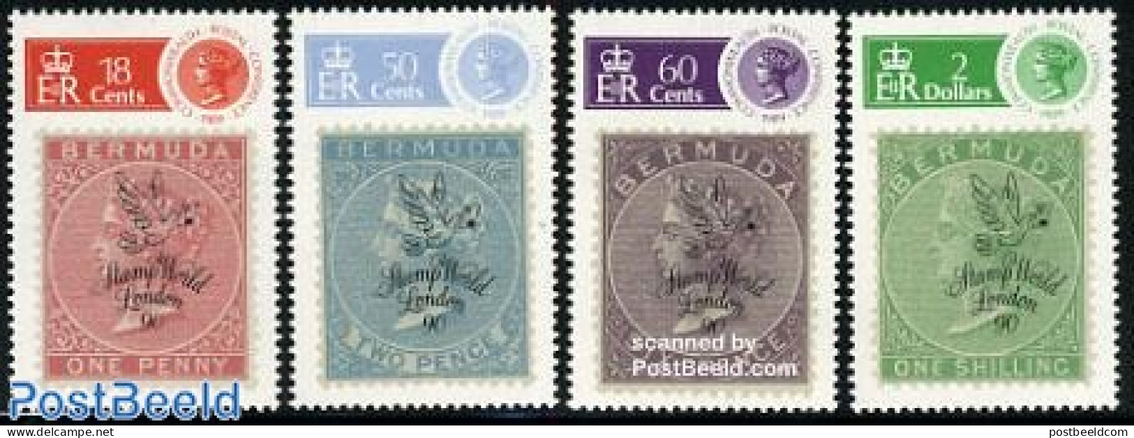 Bermuda 1990 Stamp World London 4v, Mint NH, Stamps On Stamps - Francobolli Su Francobolli