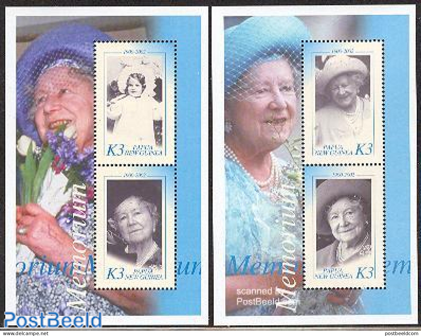 Papua New Guinea 2002 Queen Mother 2 S/s, Mint NH, History - Kings & Queens (Royalty) - Royalties, Royals
