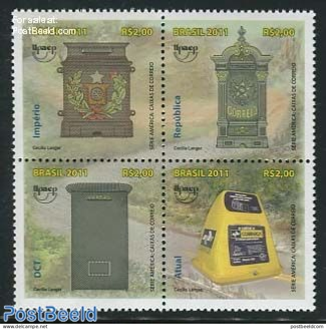 Brazil 2011 UPAEP, Letter Boxes 4v [+], Mint NH, Mail Boxes - Post - U.P.A.E. - Unused Stamps