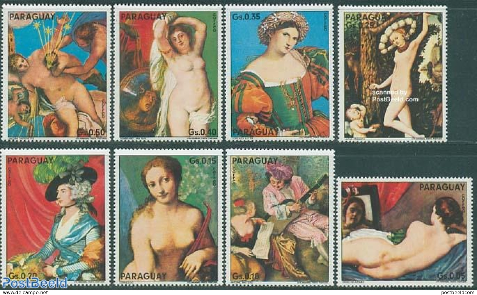 Paraguay 1975 Paintings From London National Gallery 8v, Mint NH, Art - Nude Paintings - Paintings - Rembrandt - Paraguay