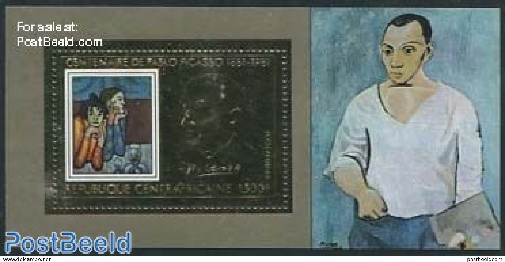 Central Africa 1981 Picasso S/s, Gold, Mint NH, Art - Modern Art (1850-present) - Pablo Picasso - Centrafricaine (République)