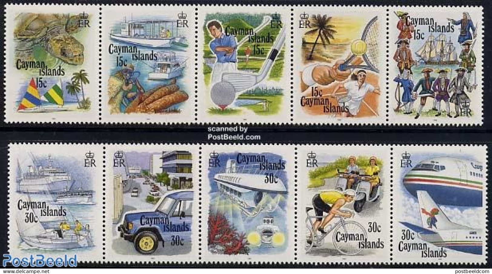 Cayman Islands 1993 Tourism 2x5v [::::], Mint NH, Sport - Transport - Various - Golf - Tennis - Automobiles - Ships An.. - Golf