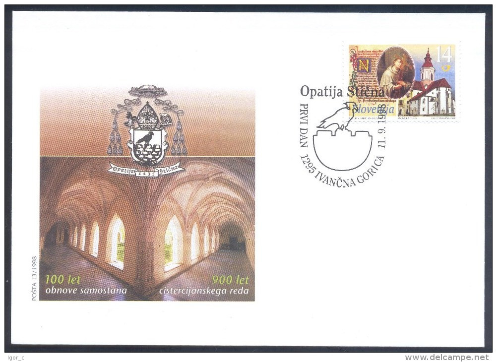 1998 Slovenia Slowenien Slovenie Fdc Cover: Sticna Manuscripts Sticna Monastery, Kirche Religion Cistercian Order Eagle - Abbayes & Monastères