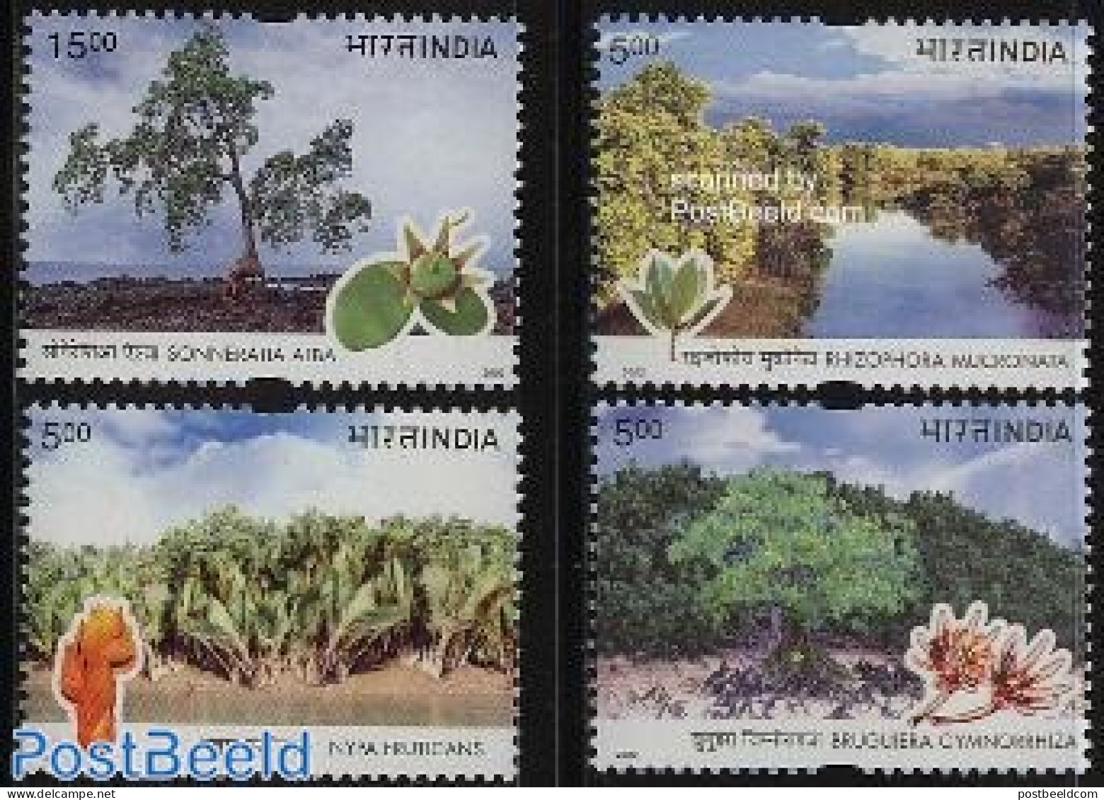 India 2002 Mangroves 4v, Mint NH, Nature - Trees & Forests - Nuevos