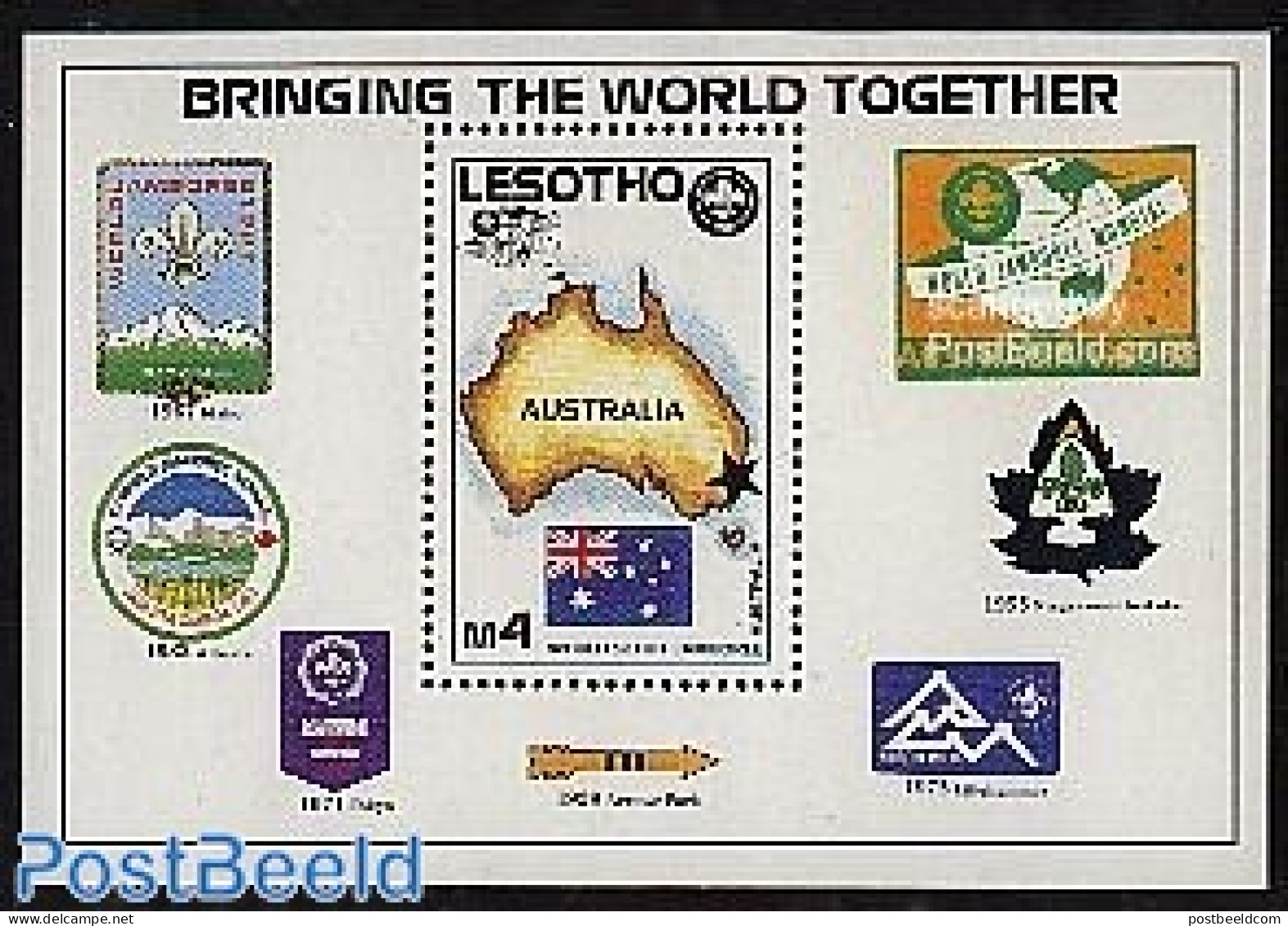 Lesotho 1987 World Jamboree S/s, Mint NH, History - Sport - Various - Flags - Scouting - Maps - Geographie