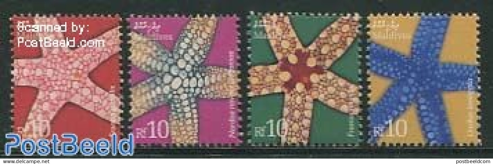 Maldives 2004 Definitives, Sea Stars 4v, Mint NH, Nature - Shells & Crustaceans - Meereswelt