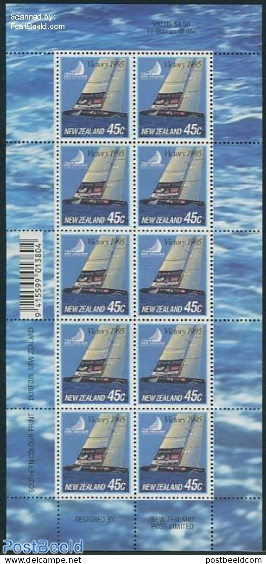 New Zealand 1995 Americas Cup M/s, Mint NH, Sport - Transport - Sailing - Ships And Boats - Unused Stamps