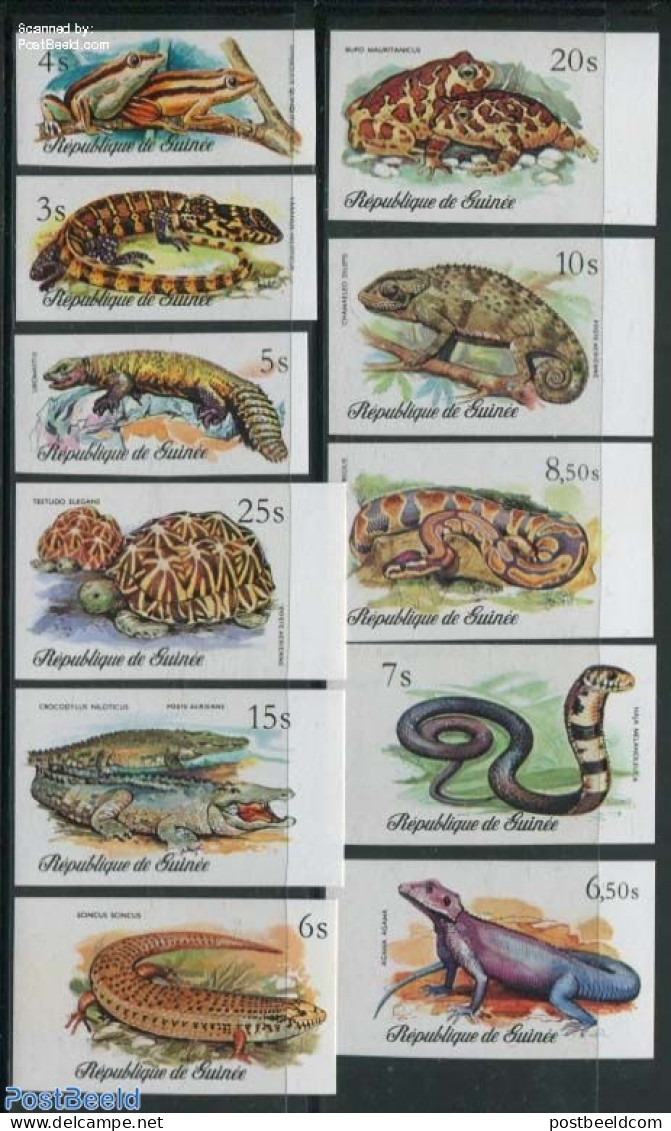 Guinea, Republic 1977 Reptiles 11v, Imperforated, Mint NH, Nature - Crocodiles - Frogs & Toads - Reptiles - Snakes - T.. - Altri & Non Classificati
