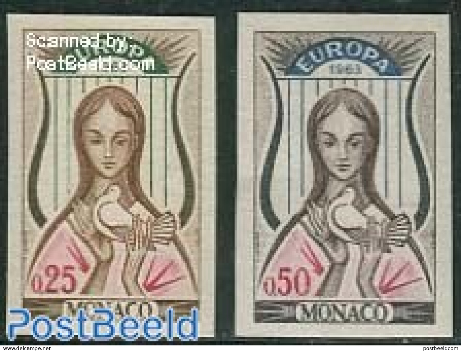 Monaco 1963 Europa CEPT 2v< Imperforated, Mint NH, History - Europa (cept) - Unused Stamps