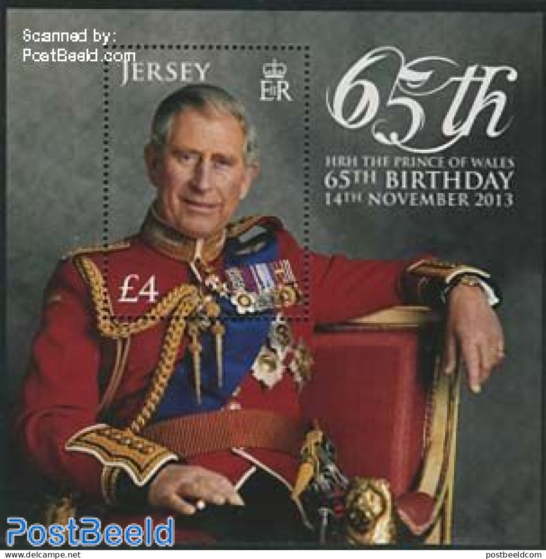 Jersey 2013 Prince Charles 65th Birthday S/s, Mint NH, History - Various - Kings & Queens (Royalty) - Uniforms - Royalties, Royals