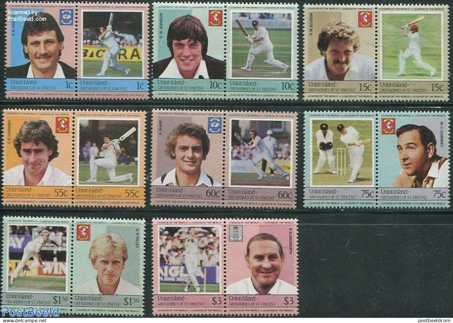 Saint Vincent & The Grenadines 1984 Cricket Players 16v (8x[:]), Mint NH, Sport - Cricket - Sport (other And Mixed) - Cricket