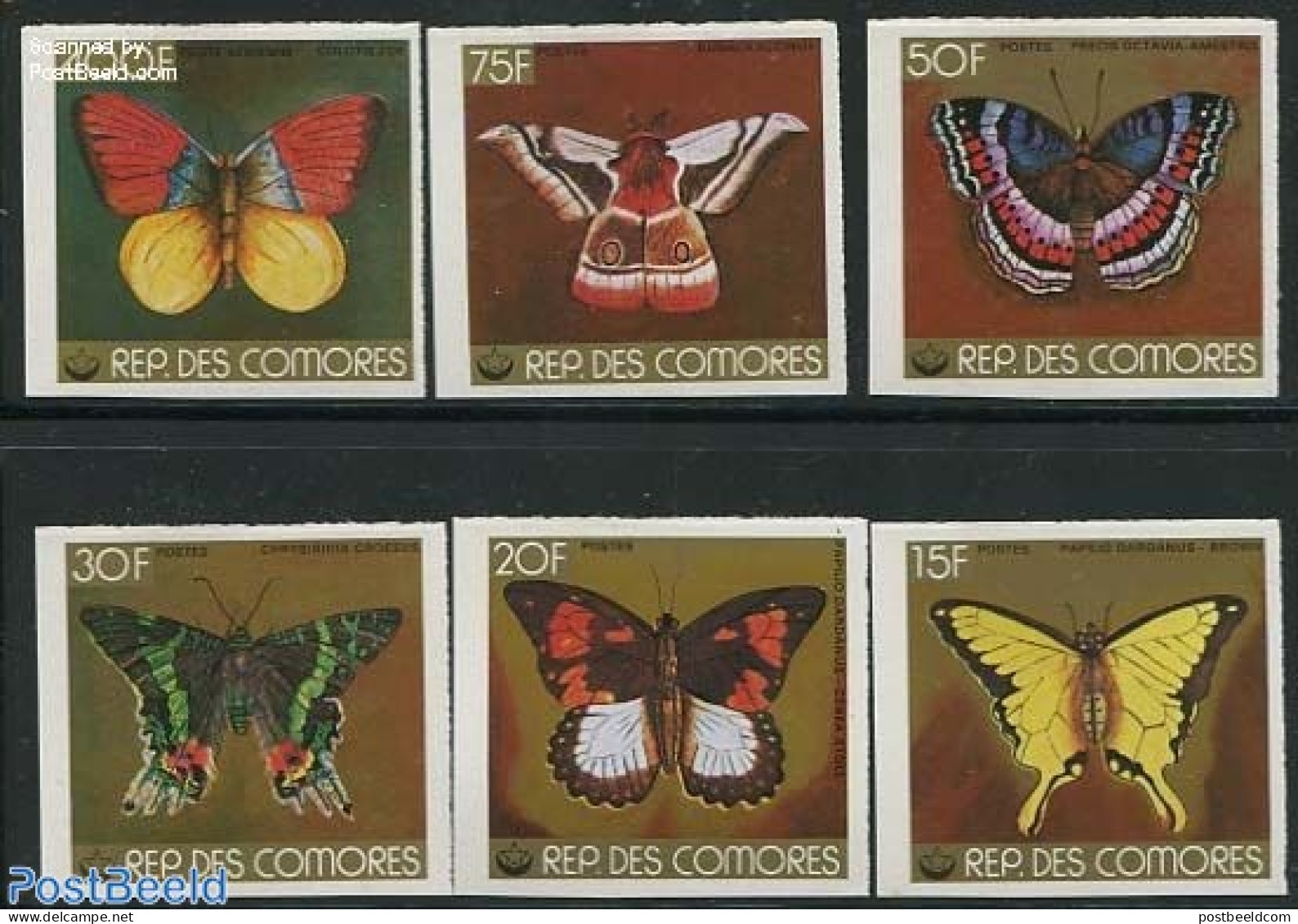 Comoros 1978 Butterflies 6v, Imperforated, Mint NH, Nature - Butterflies - Comores (1975-...)