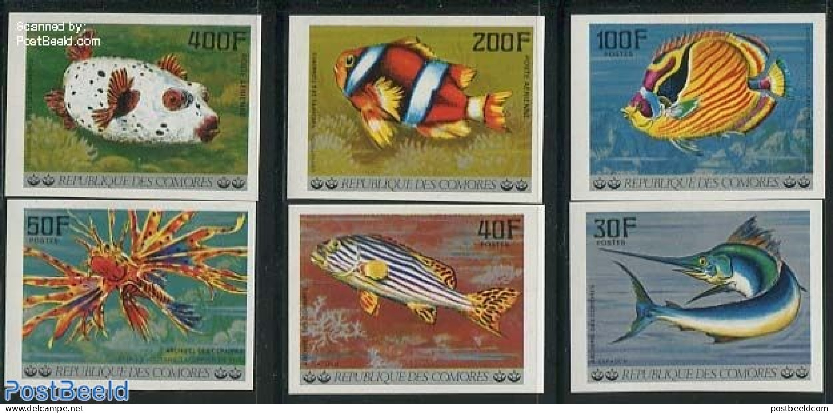 Comoros 1977 Fish 6v, Imperforated, Mint NH, Nature - Fish - Vissen