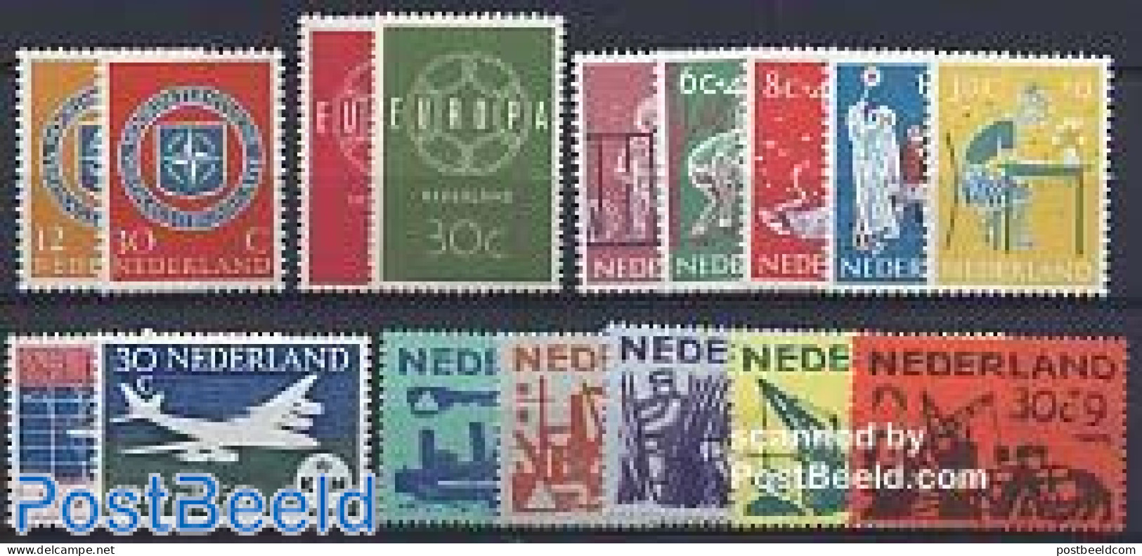 Netherlands 1959 Yearset 1959 (16v), Unused (hinged), Various - Yearsets (by Country) - Neufs