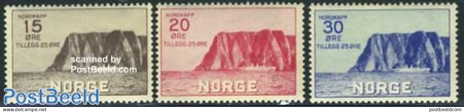 Norway 1930 Tourism, Nord Cape 3v, Unused (hinged), Transport - Ships And Boats - Ungebraucht