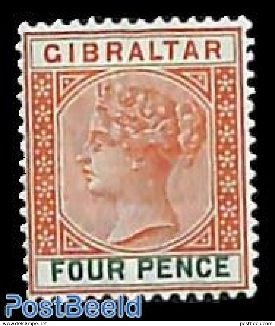 Gibraltar 1898 4p, Stamp Out Of Set, Unused (hinged) - Gibilterra