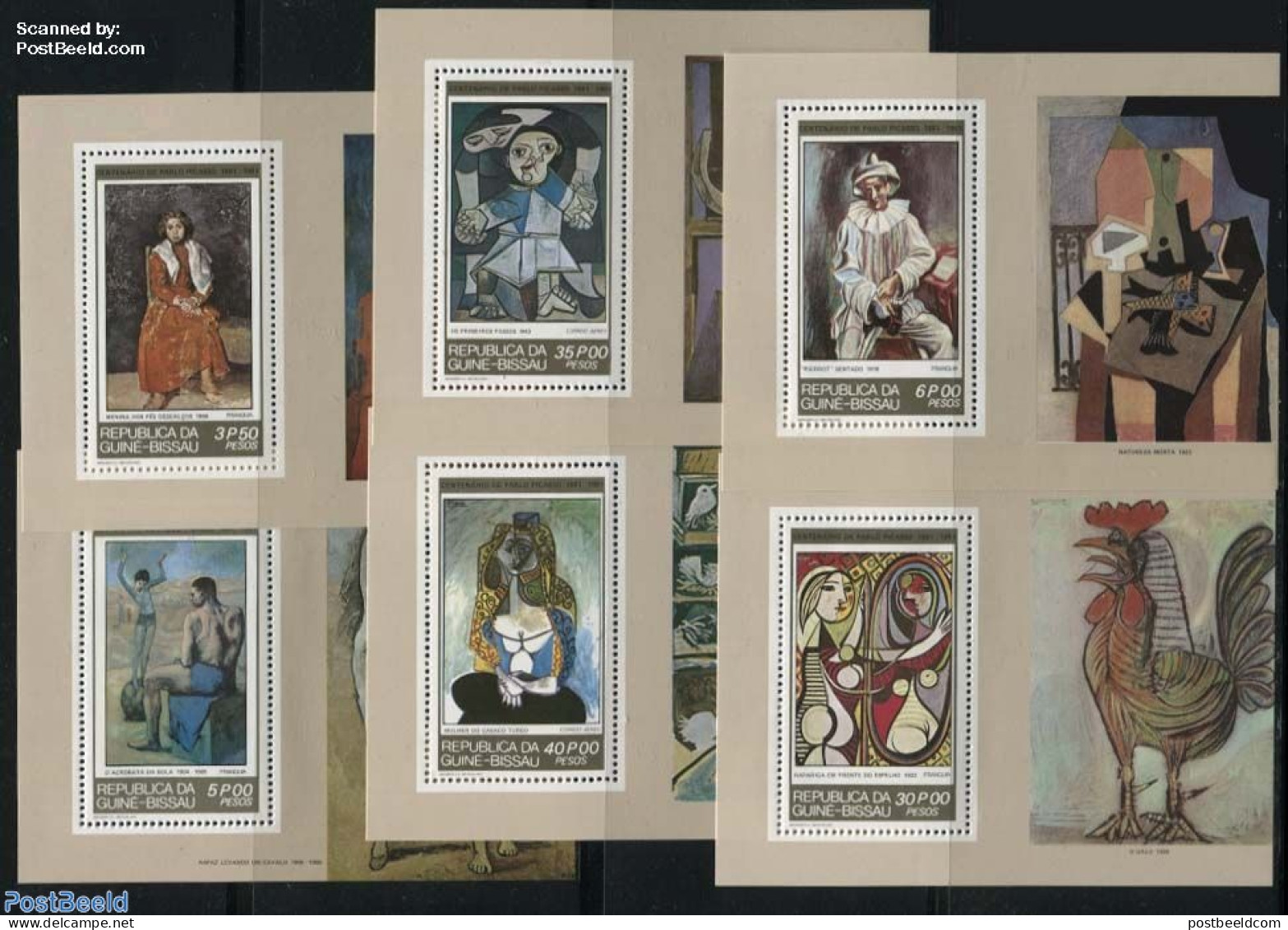 Guinea Bissau 1981 Picasso 6 S/s, Mint NH, Art - Modern Art (1850-present) - Pablo Picasso - Paintings - Guinea-Bissau